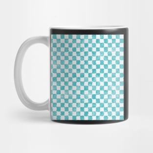 Turquoise watercolor checkers Mug